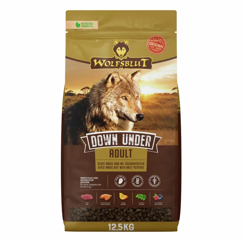 Günstig Sparpaket WOLFSBLUT Down Under Black Angus Beef mit Süßkartoffeln 2x12,5kg Hundetrockenfutter